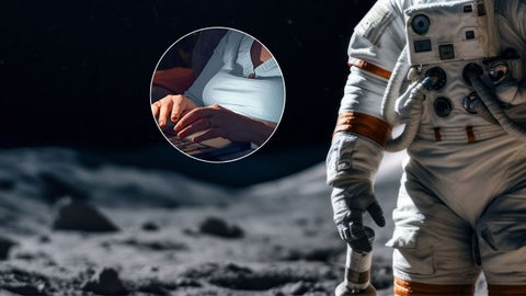 Astronauta y mujer mayor en línea - Fotos de referencia Canva