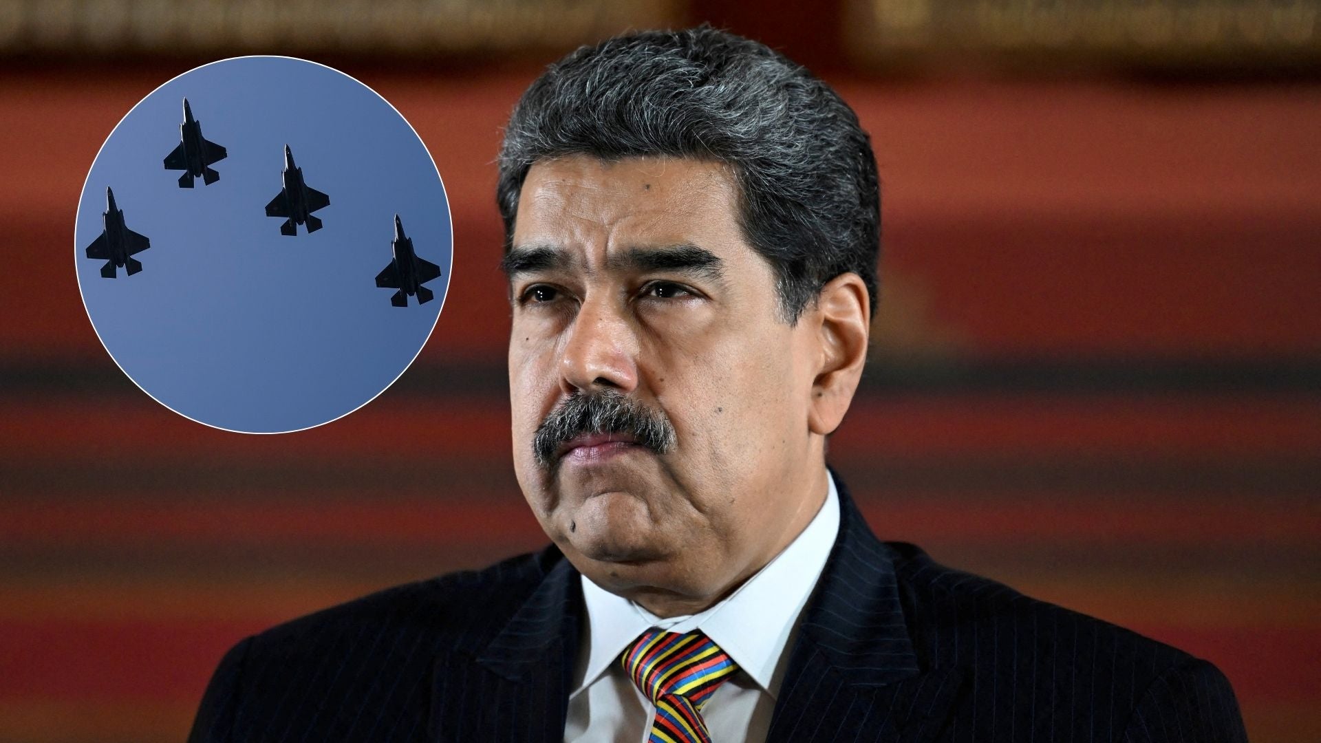 Nicolás Maduro/ Aviones de combate F-35 - Fotos AFP de referencia