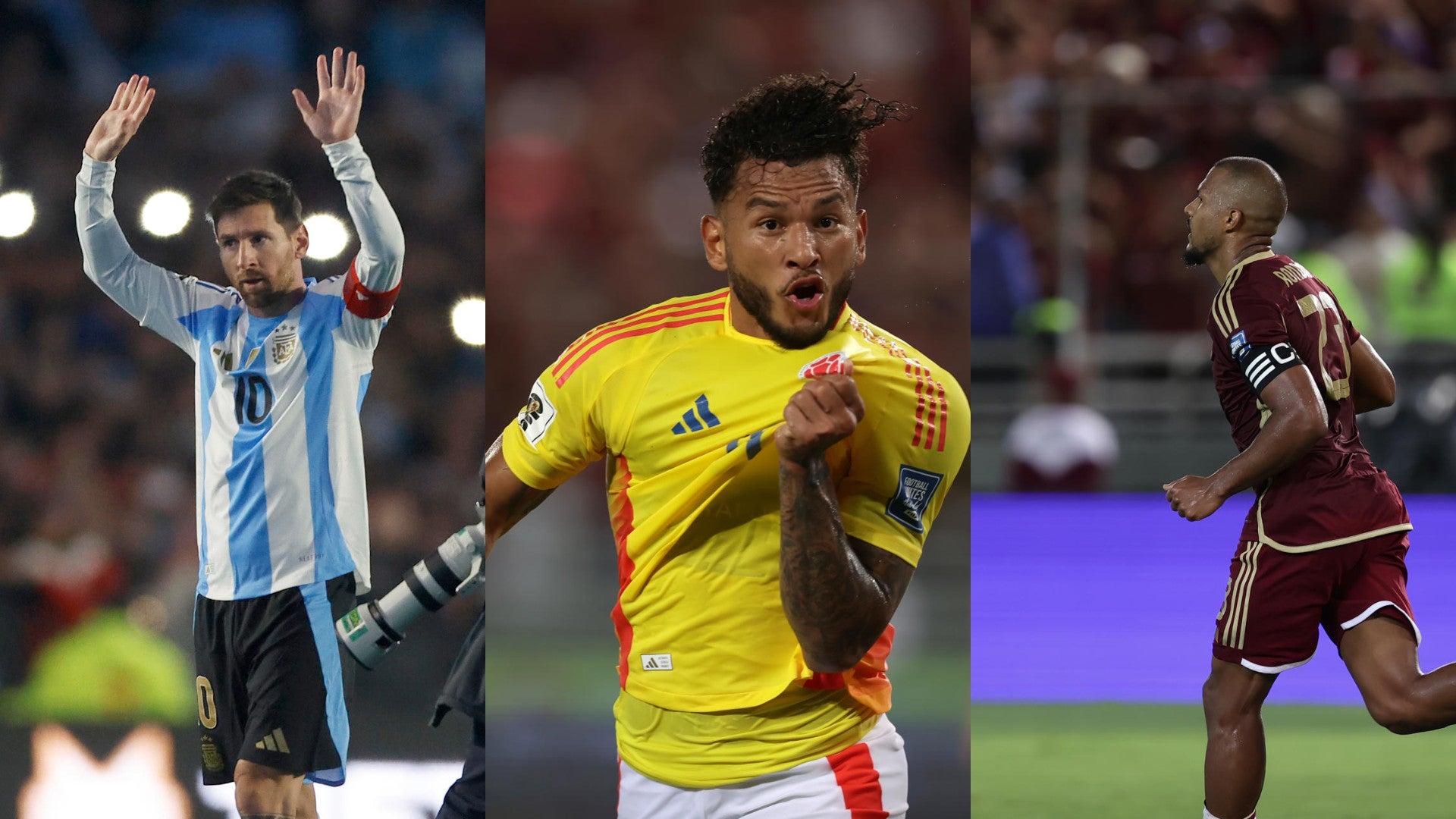 Lionel Messi (Argentina), Luis Suárez (Colombia) y Salomón Rondón (Venezuela). (EFE)
