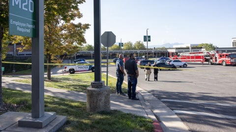 Escena del crimen tras asesinato de Charlie Kirk. (AFP)