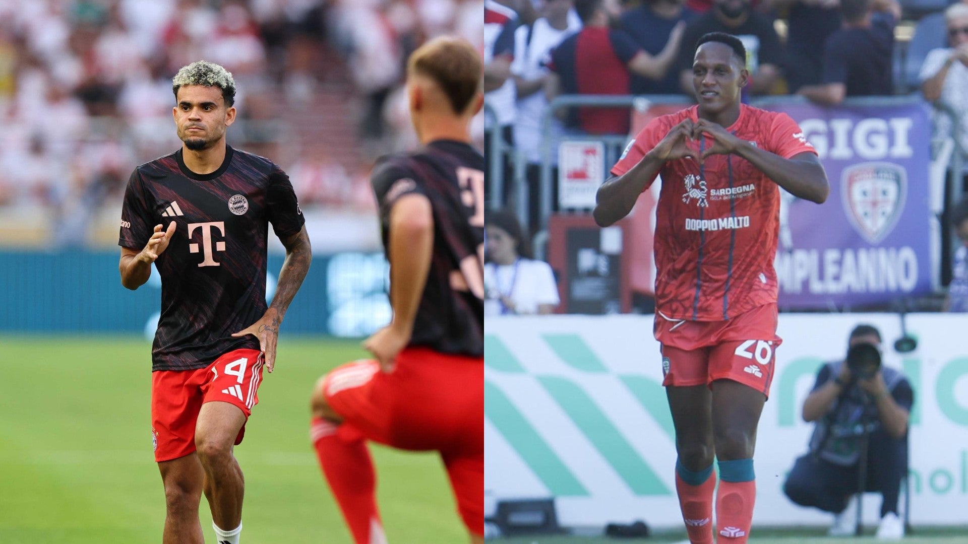 Luis Díaz, jugador colombiano del Bayern Múnich, y Yerry Mina, jugador del Cagliari - Fotos: EFE