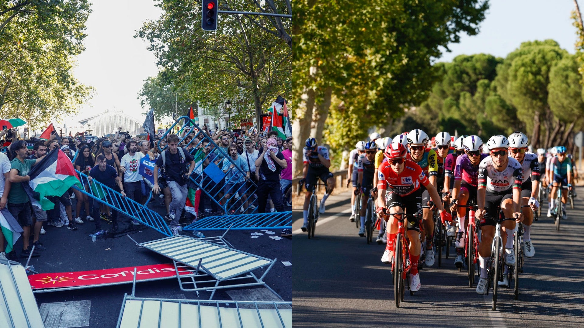 PropalestinosInterrumpenLaVueltaAEspañaAFP Propalestinos interrumpen la Vuelta a España / FOTO: EFE