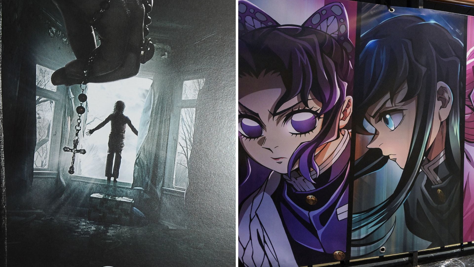 Póster de las películas ‘El Conjuro’ y ‘Demon Slayer’: Foto: AFP