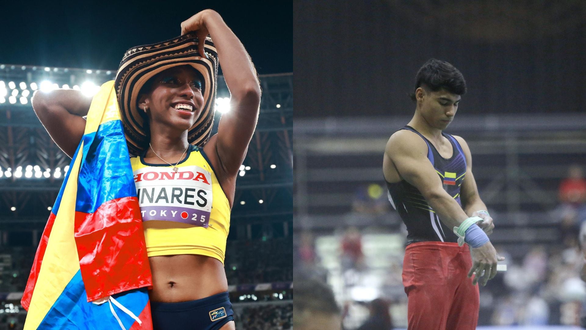 Natalia Linares (Atleta) y Ángel Barajas (Gimnasta), deportistas colombianos - Fotos: EFE