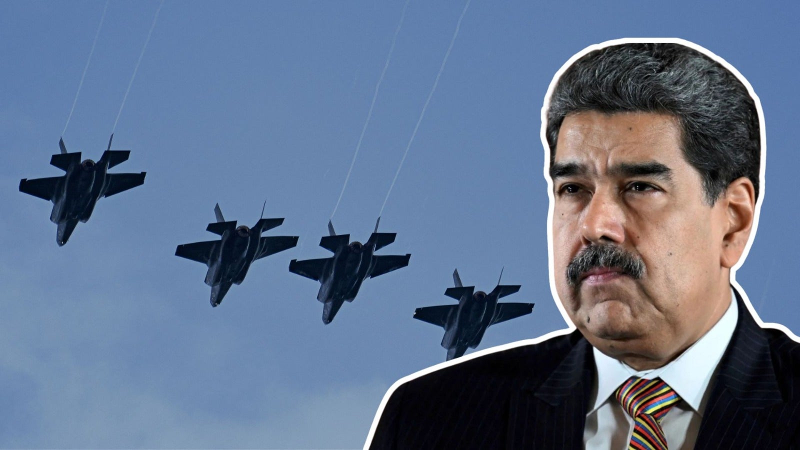 Aviones de combate y Nicolás Maduro - Fotos: AFP/EFE