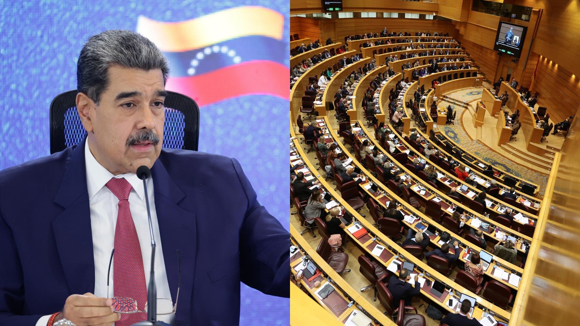 Nicolás Maduro y Senado de España - Fotos: EFE