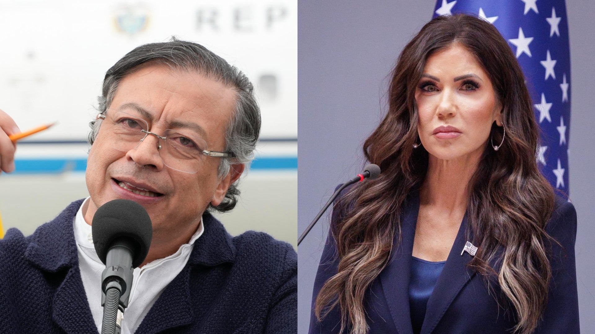 Gustavo Petro, presidente de Colombia, y Kristi Noem, secretaria de Seguridad de EE. UU. - Fotos: EFE