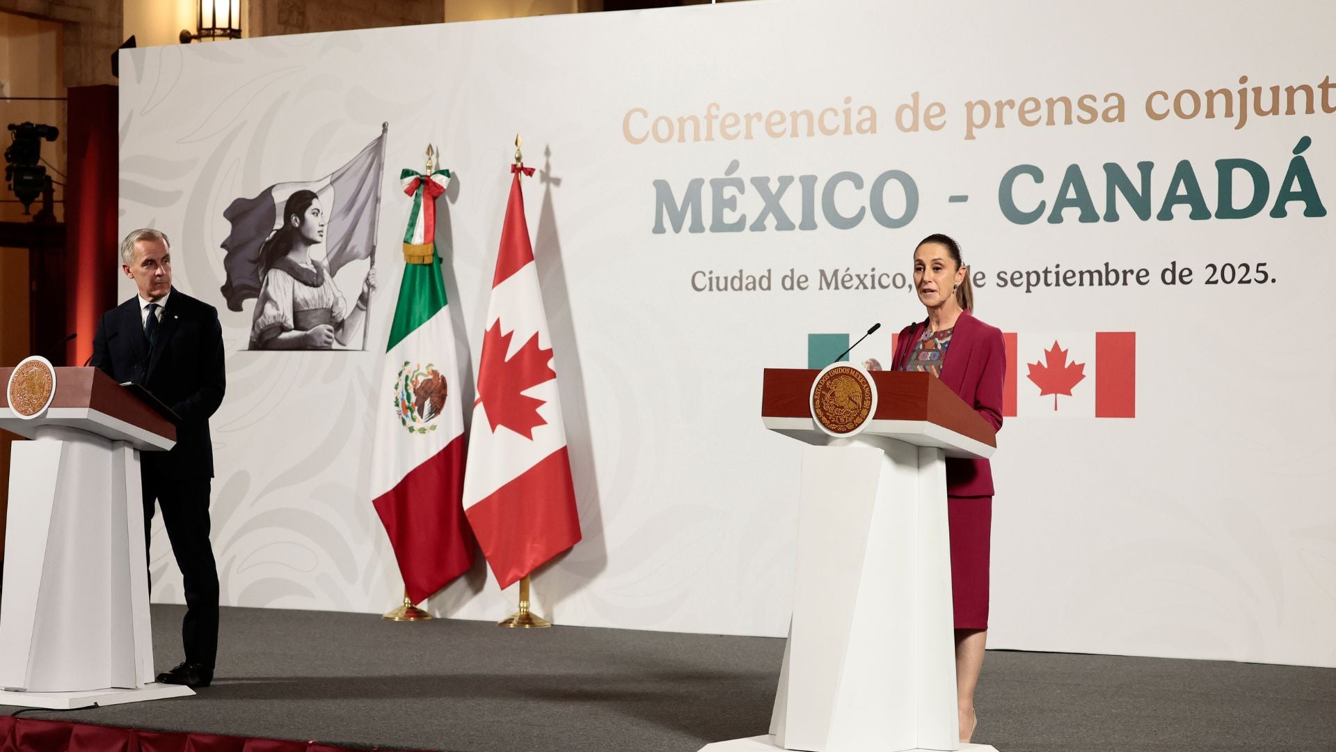 Claudia Sheinbaum y Mark Carney en conferencia conjunta - Fotos EFE