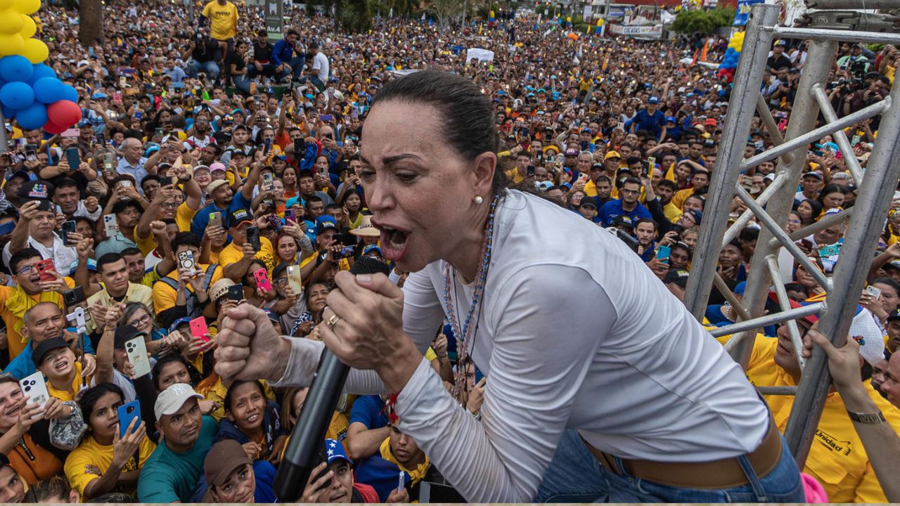 María Corina Machado durante un acto político en Caracas, Venezuela, antes de las elecciones de 2024 - Foto EFE