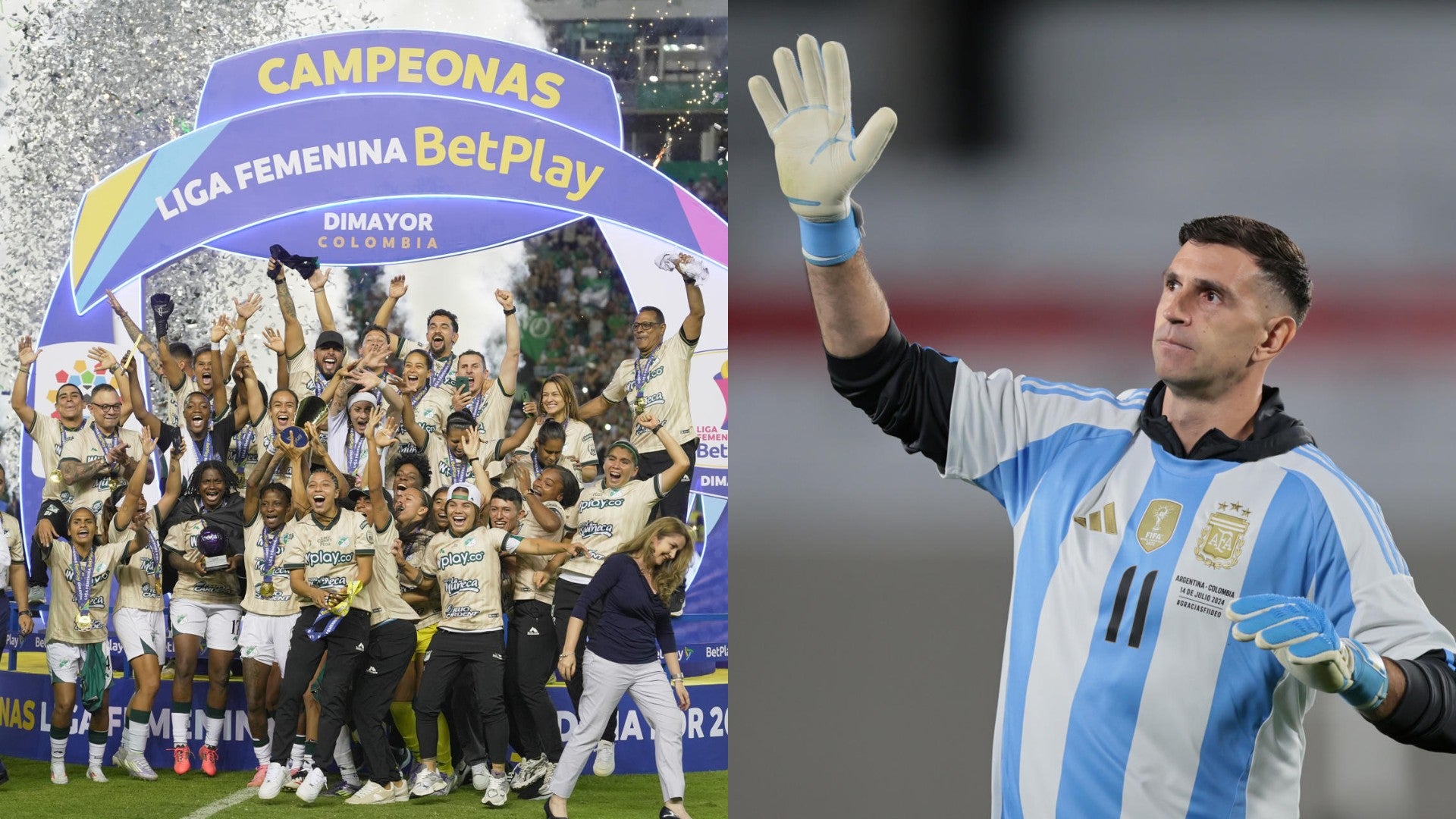 Final de la liga femenina en Colombia y Emiliano Martínez, portero de la selección argentina - Fotos: EFE