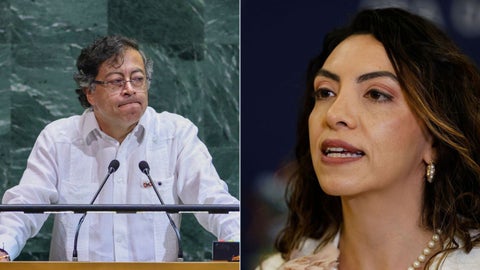 Gustavo Petro, presidente de Colombia y Natalia Molano, portavoz en español del Departamento de Estado de Estados Unidos - Foto EFE