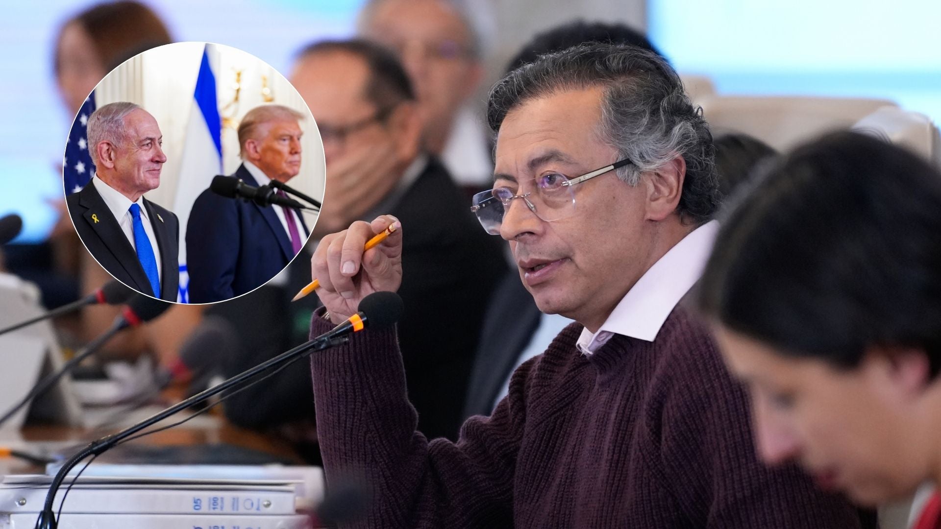 Gustavo Petro/ Benjamin Netanyahu y Donald Trump - Fotos EFE