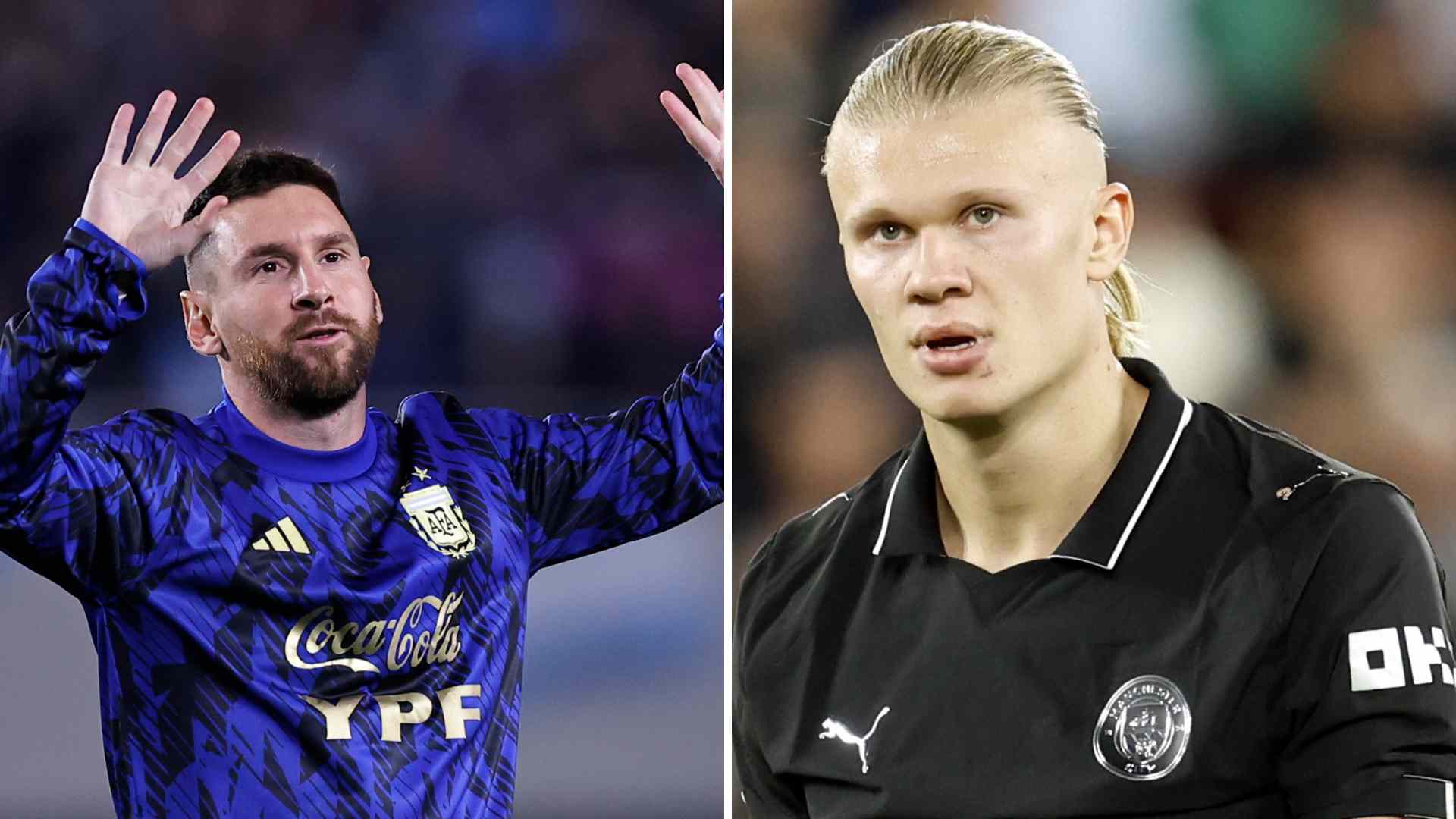 Erling Haaland y Lionel Messi - EFE