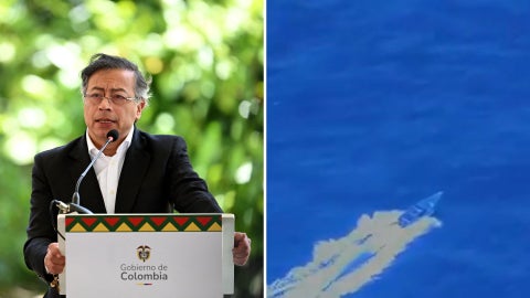 El presidente Gustavo Petro:/Narcolancha derribada en el Caribe Foto: AFP/ Gobierno de Estados Unidos