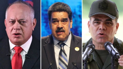 Diosdado Cabello, Vladimir Padrino López y Nicolás Maduro - Foto EFE