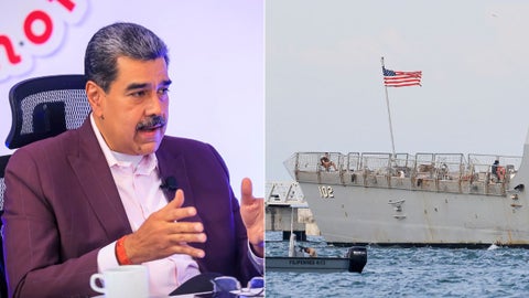 Nicolás Maduro/ Buque destructor estadounidense - Foto EFE