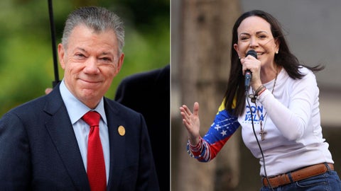 Juan Manuel Santos y María Corina Machado dentro de los latinos reconocidos con premio Nobel - Fotos: AFP