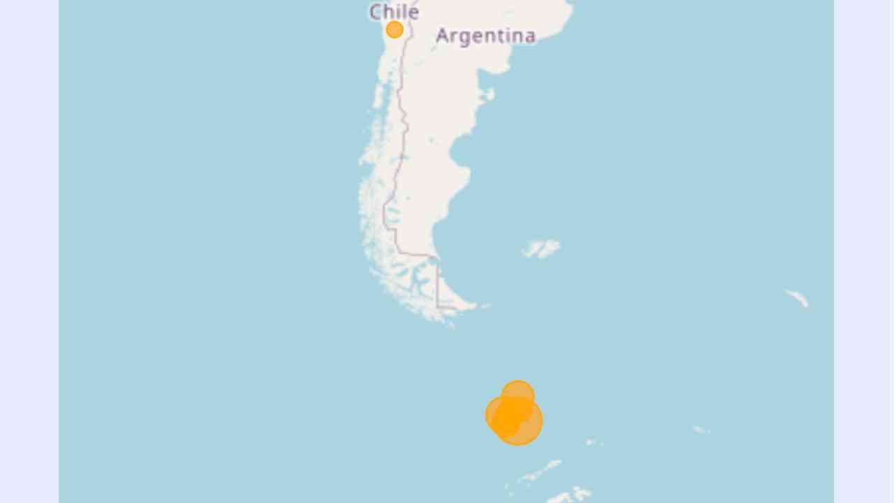 Terremoto en el mar - Imagen del Centro Sismológico Nacional de Chile