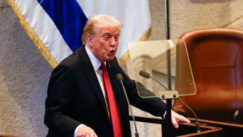 Donald Trump ante el Parlamento de Israel - Foto AFP