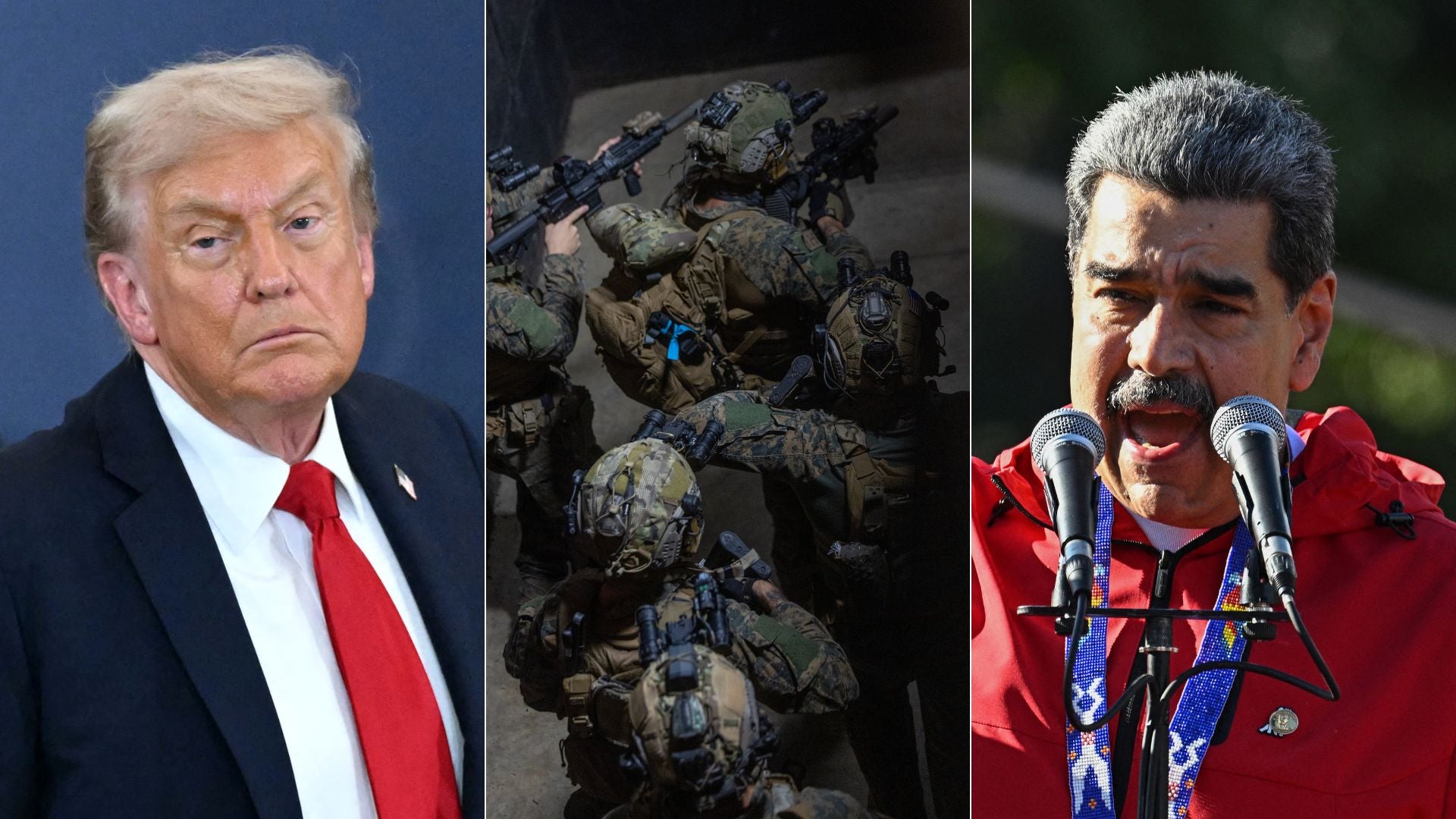 Donald Trump/ Nicolás Maduro - Fotos AFP/ Entrenamiento militar en Puerto Rico - Foto U.S. Marines