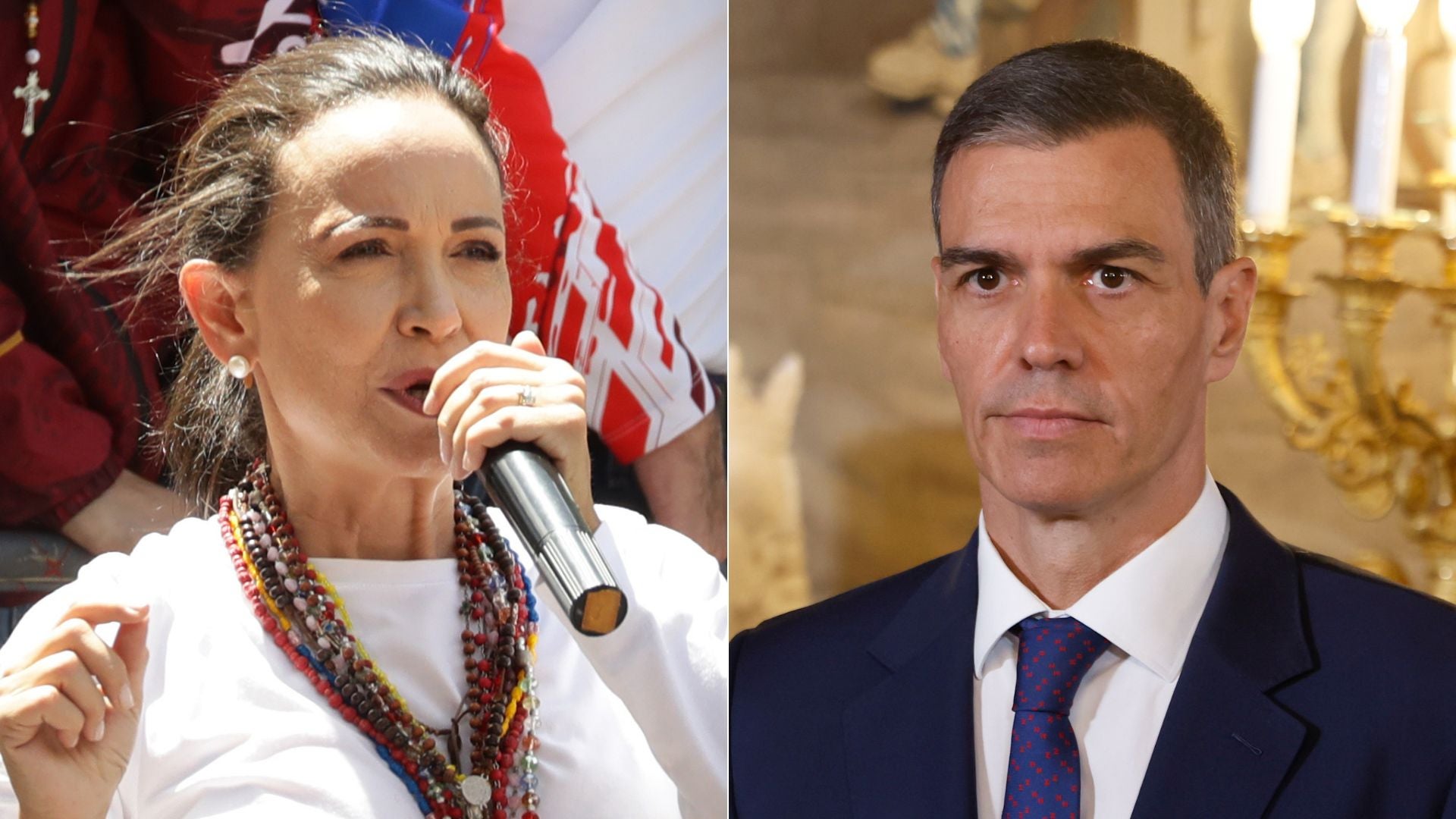 María Corina Machado/ Pedro Sánchez - Fotos EFE