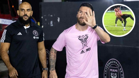 Yassine Cheuko y Lionel Messi - EFE