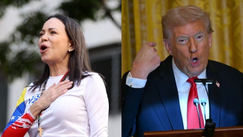 María Corina Machado y Donald Trump (AFP)