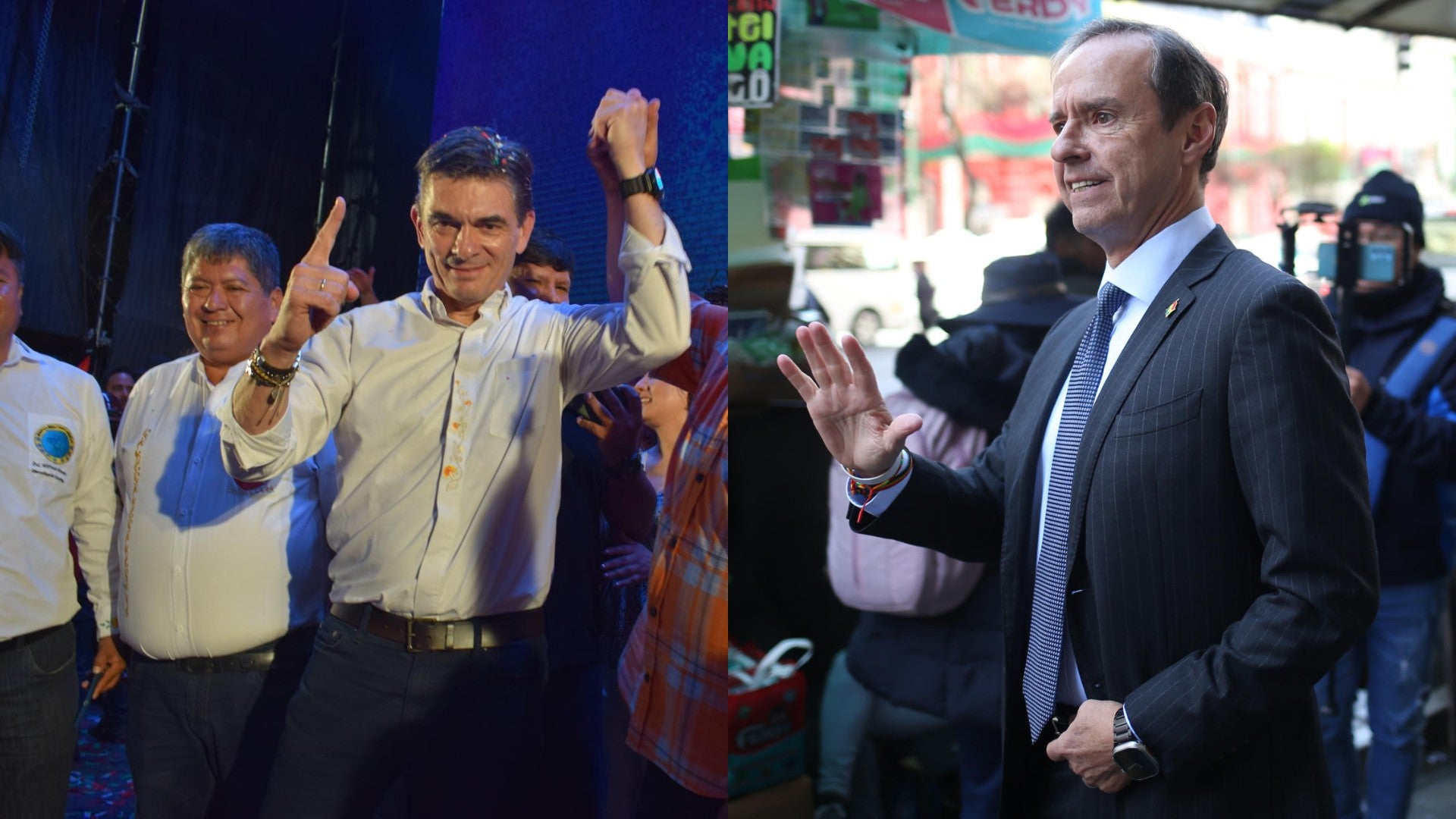 Los candidatos bolivianos Rodrigo Paz y Jorge 'Tuto' Quiroga. (EFE)