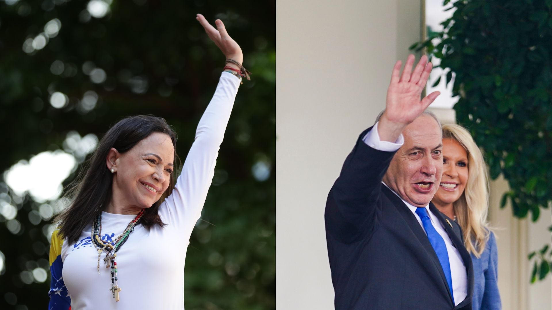 María Corina Machado/ Benjamin Netanyahu - Fotos EFE