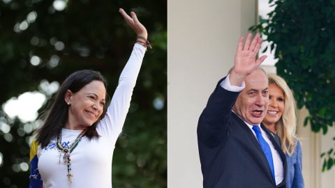 María Corina Machado/ Benjamin Netanyahu - Fotos EFE