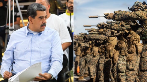 Nicolás Maduro - Foto EFE/ Militares en el Caibe - Foto X: U. S. Marines (@USMC)