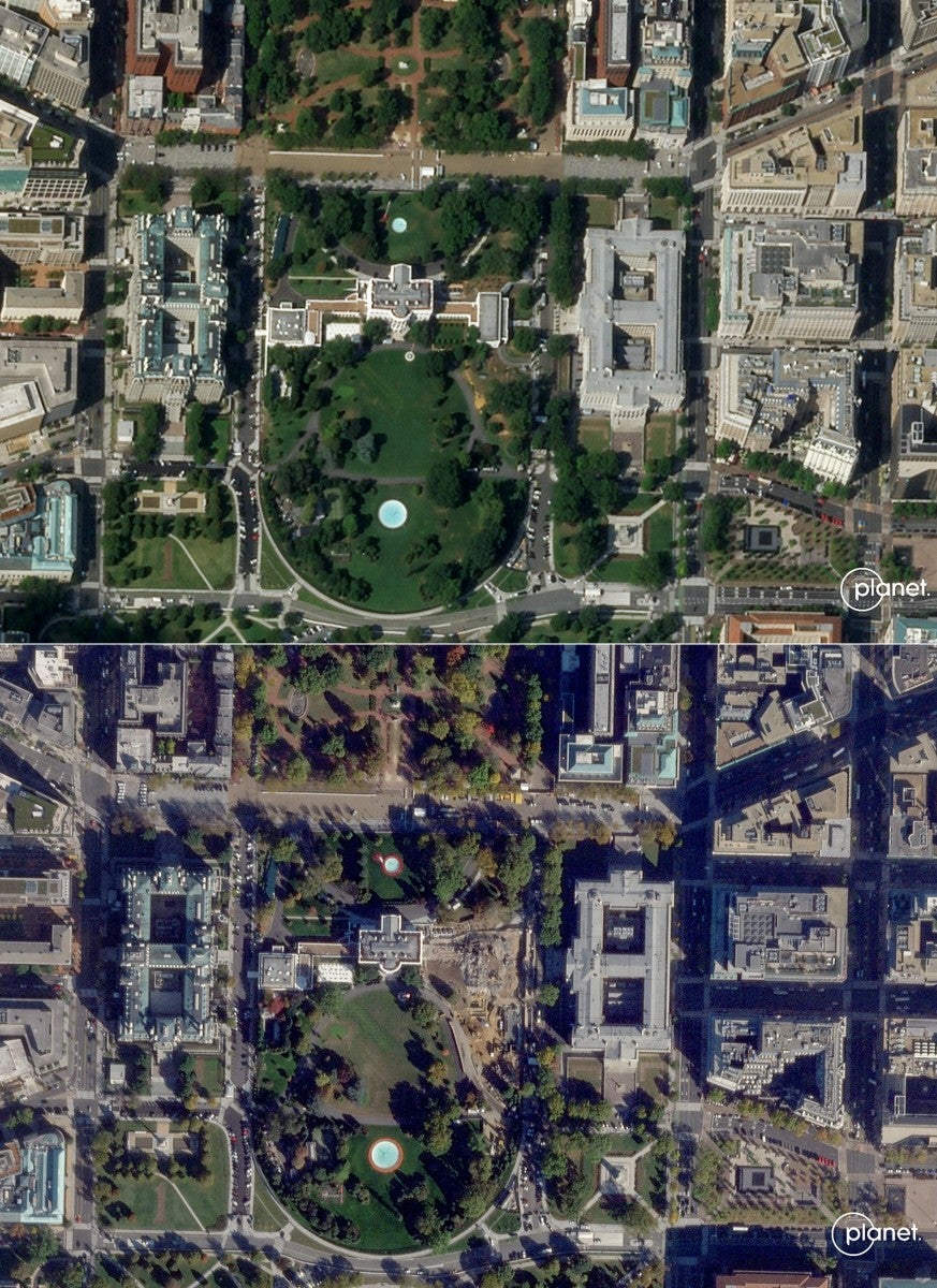 Comparativo de la Casa Blanca antes y después de la demolición - AFP