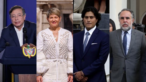 Gustavo Petro, Verónica Alcocer, Nicolás Petro y Armando Benedetti / FOTO: EFE