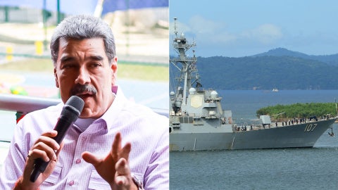 Nicolás Maduro/ Uss Gravely llegando a Trinidad y Tobago - Fotos EFE