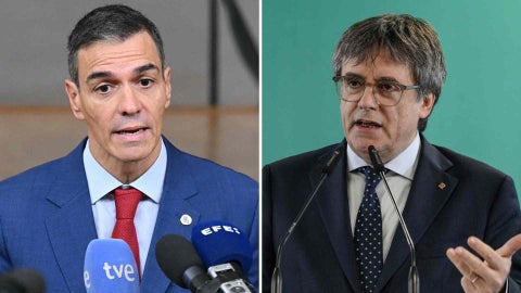 Pedro Sánchez y Carles Puigdemont - AFP