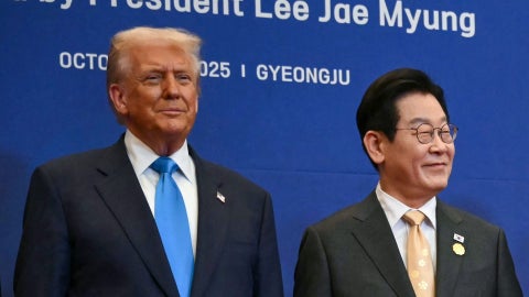 El presidente de Estados Unidos, Donald Trump y el presidente de Corea del Sur, Lee Jae Myung - Foto AFP