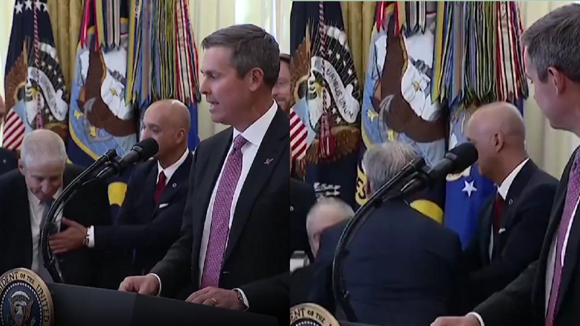 El ejecutivo de Novo Nordisk, Gordon Findlay, se desmayó en la Casa Blanca / FOTO: Captura de pantalla