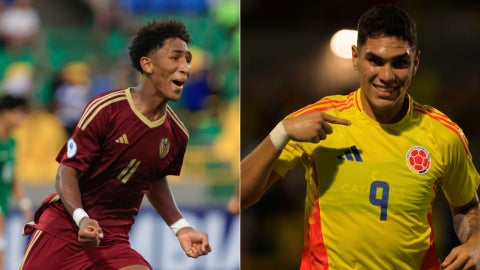 Jugadores de la selección de Venezuela y Colombia Sub-17 - Fotos: EFE