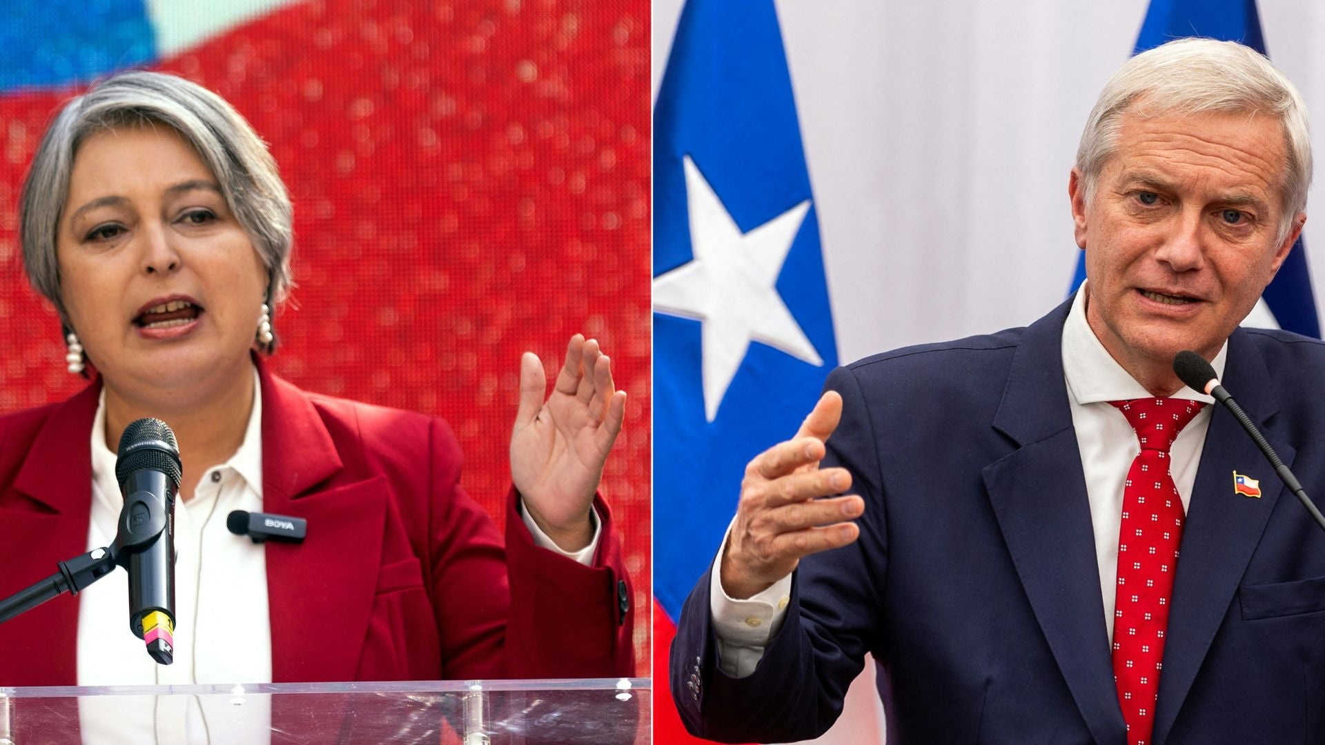 Jeannette Jara/ José Antonio Kast - Foto AFP