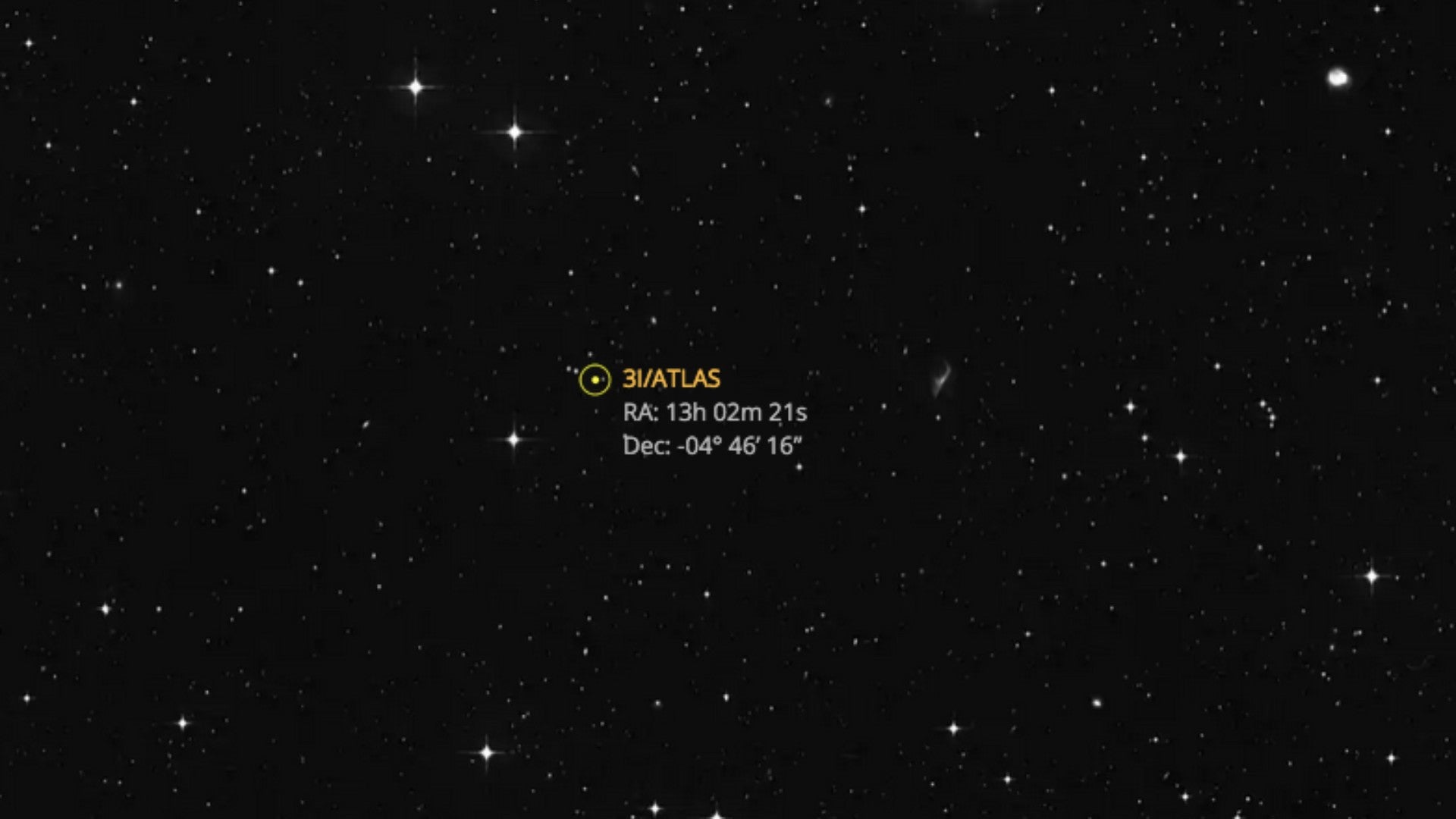 Posición del cometa 3I_ATLAS (The Sky Live)