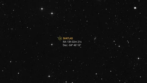 Posición del cometa 3I_ATLAS (The Sky Live)