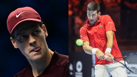Jannik Sinner y Novak Djokovic. (AFP)