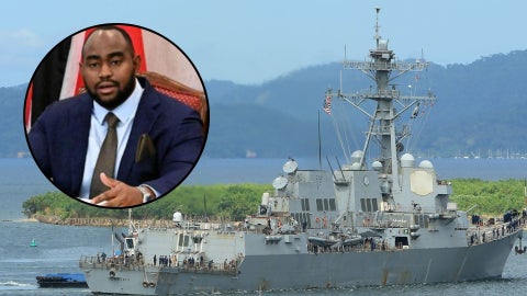 Sean Sobers, canciller de Trinidad y Tobago / USS Gravely, destructor de misiles guiados de la Armada de EE.UU. - X / EFE