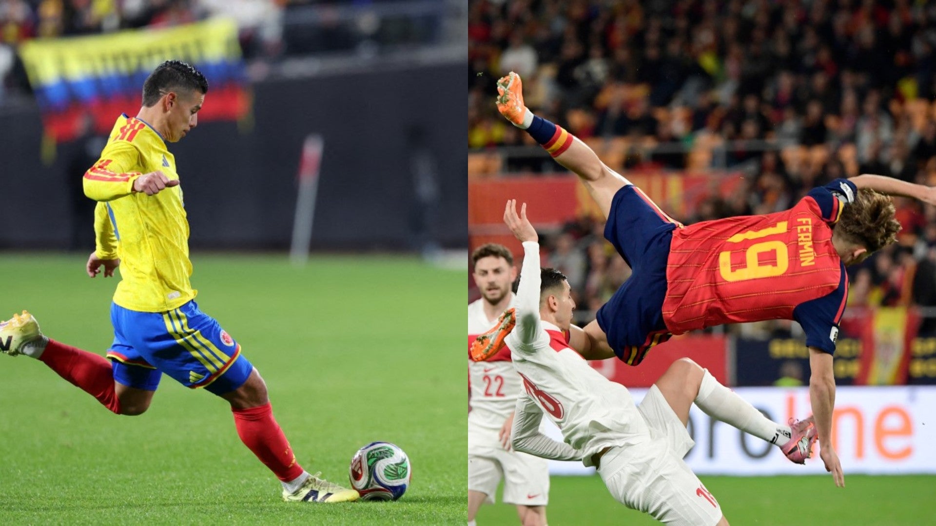 James Rodríguez y Fermín en fecha FIFA del 18 de noviembre de 2025. (AFP)