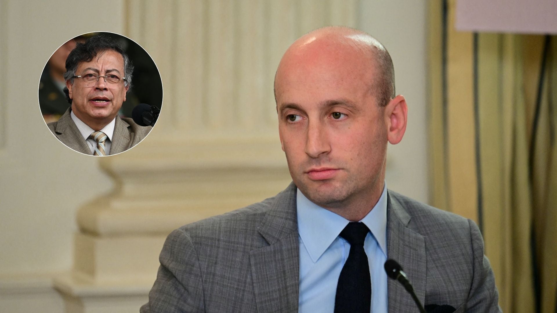Stephen Miller, asesor de Seguridad Nacional de EE. UU. y Gustavo Petro, presidente de Colombia - Fotos: AFP