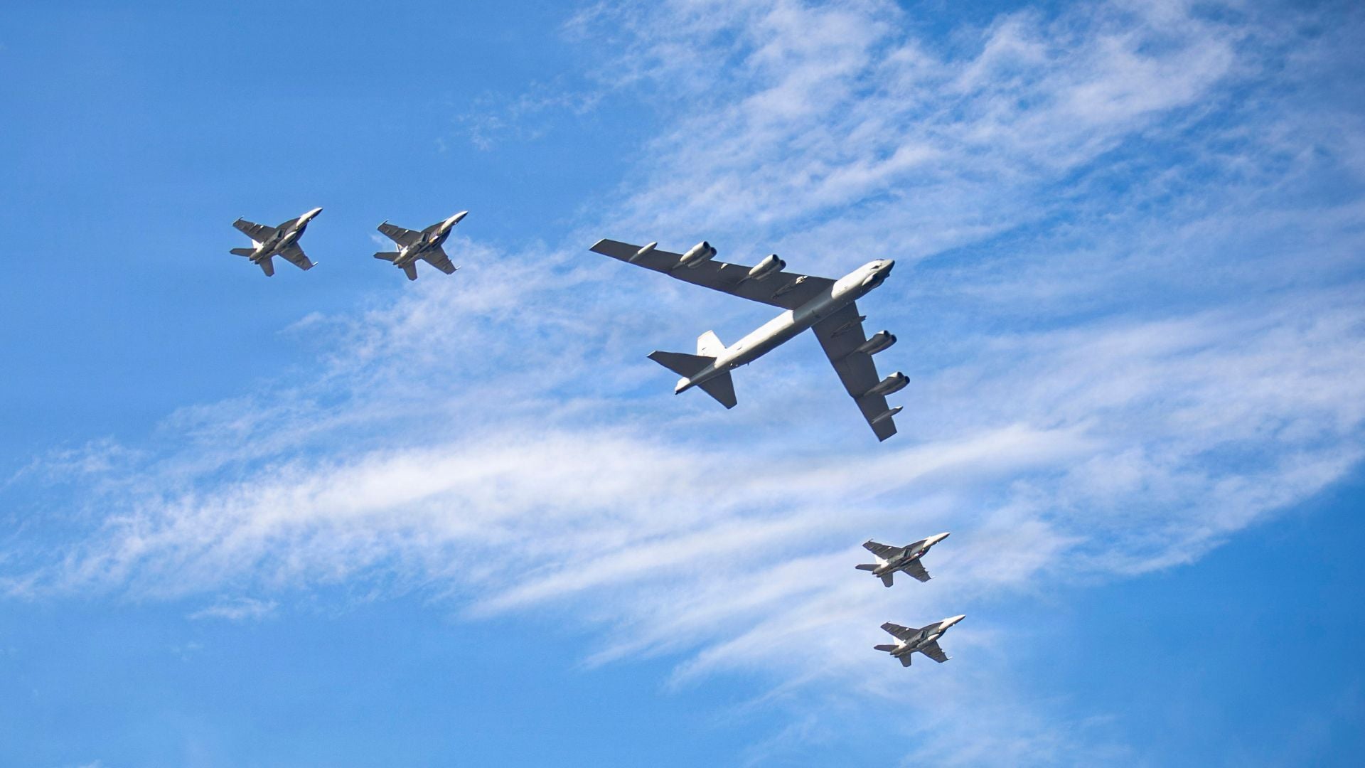 Ejercicios recientes en el Caribe de un avión B-52 difundidos por las Fuerzas Armadas de Estados Unidos.