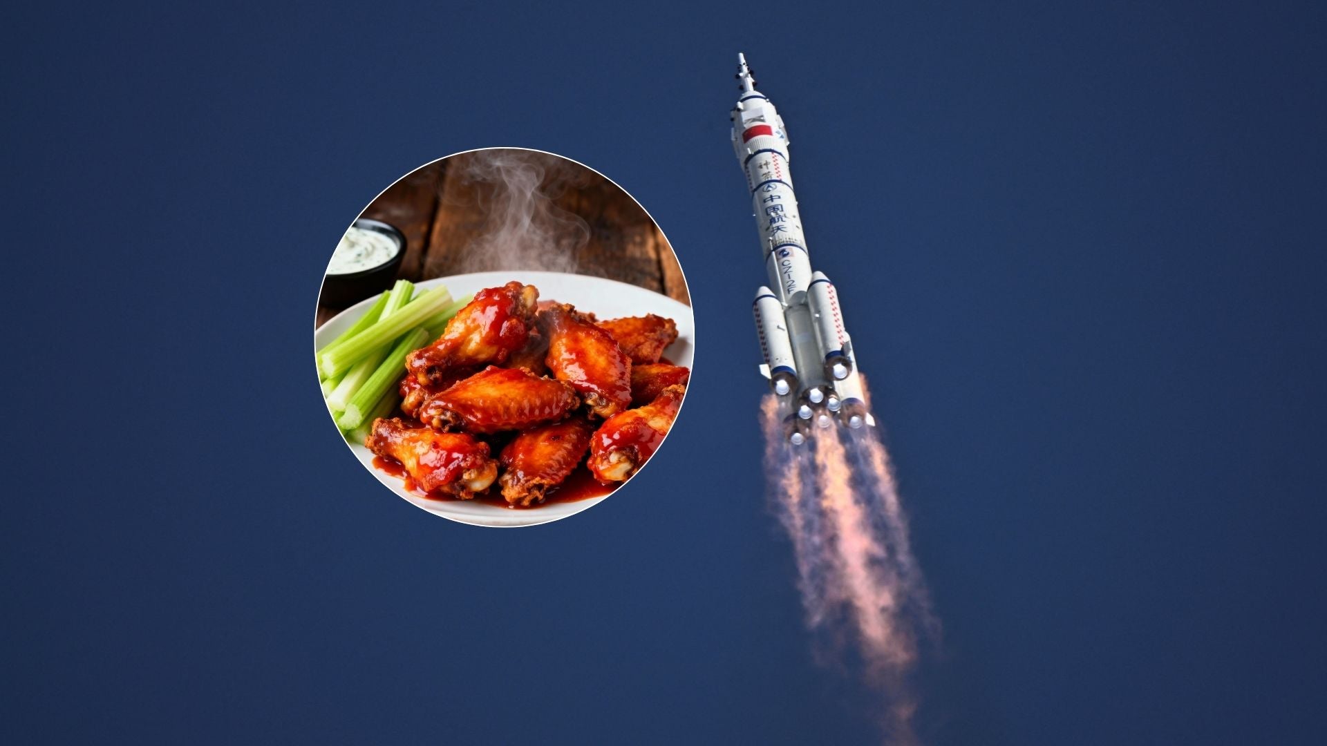 Shenzhou-20 - Foto EFE/ Alitas de pollo - Foto de referencia Canva