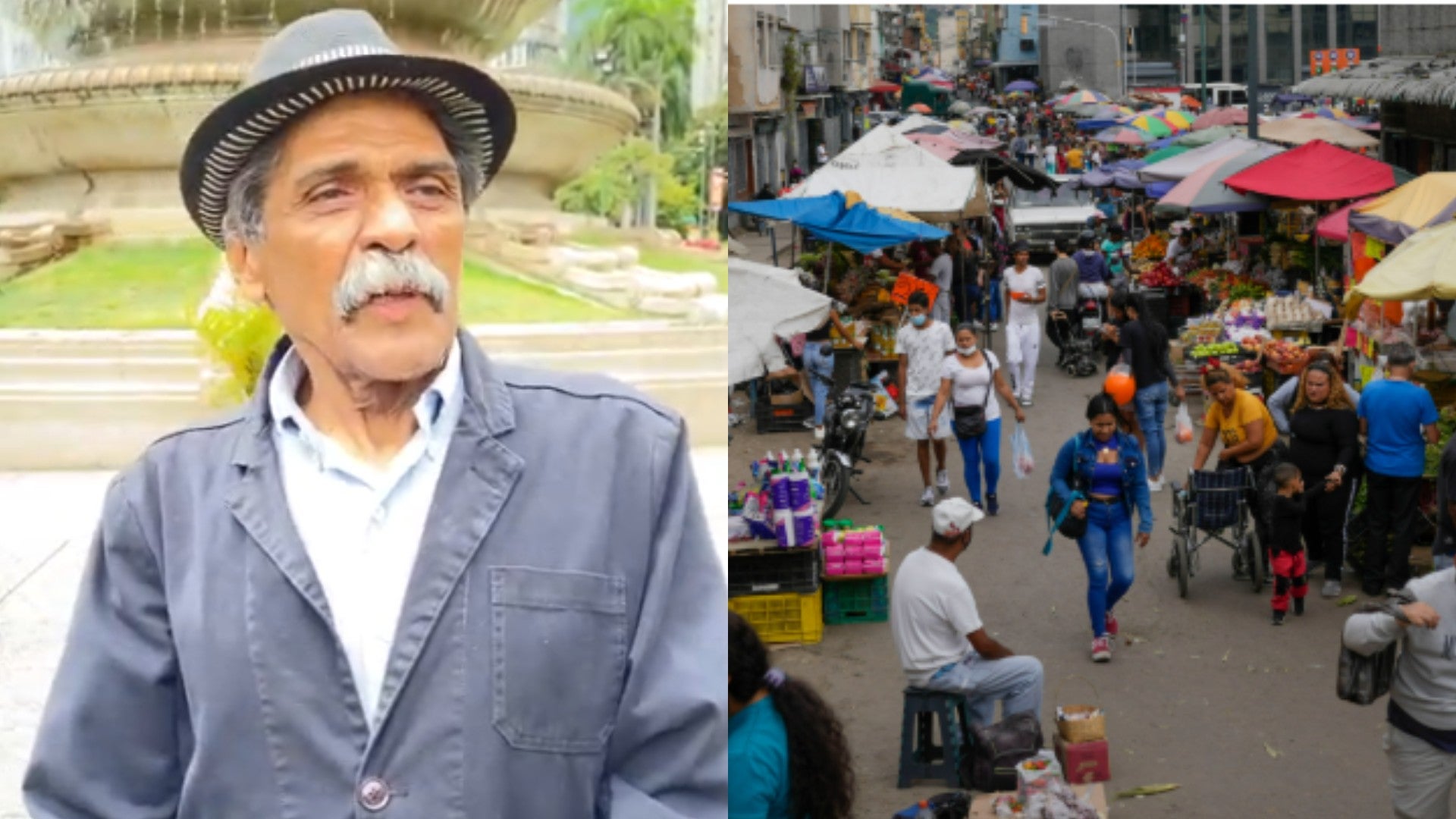 Pedro Durán, actor venezolano / Personas caminando por una zona popular en Caracas, Venezuela - Fotos: Instagram / X