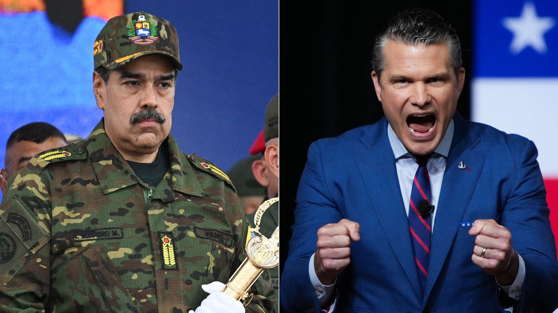 Nicolás Maduro/ Pete Hegseth - Fotos AFP