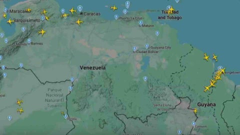 Cierre del espacio aéreo de Venezuela - Captura Flightradar